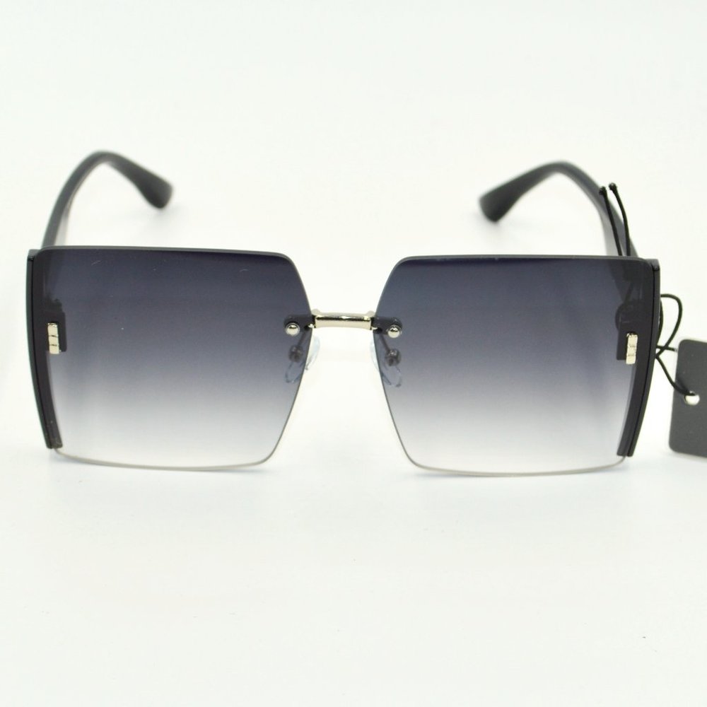 Women's Oversized Semi Rimless Side Glitter Butterfly Sunglasses